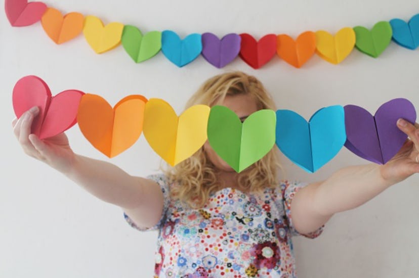 This paper heart garland is a colorful construction paper craft to make. 