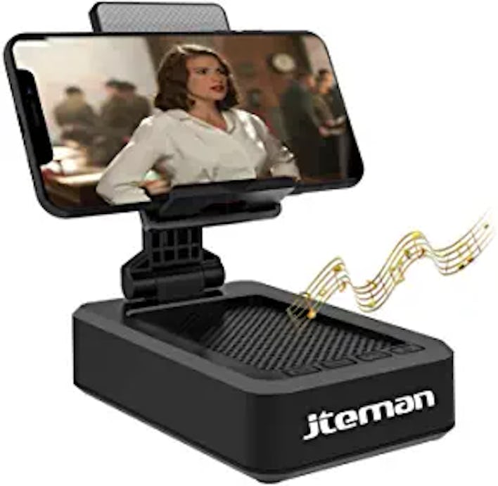 jteman Cell Phone Stand with Bluetooth Speaker