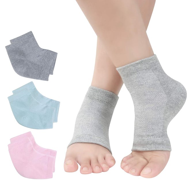 Exptolii Vented Moisturizing Gel Heel Socks (3-Pairs)