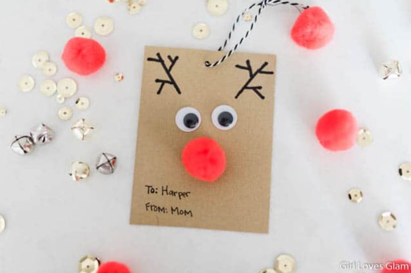Holiday gift tags are an easy construction paper craft to make with kids.