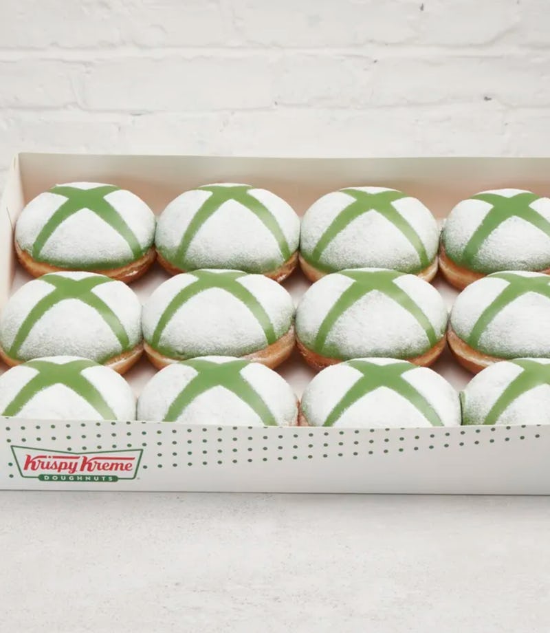 Xbox themed doughnuts being sold by Krispy Kreme. Gaming. Food. Donuts. Baked goods