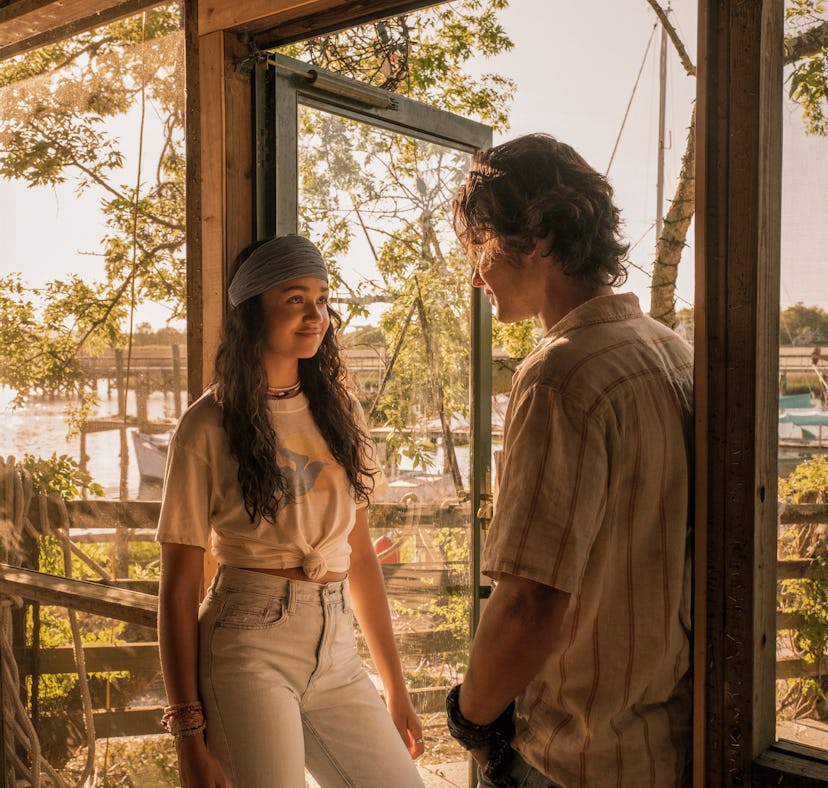 John B and Kiara from the 'Outer Banks' on the front porch of a home in South Carolina.