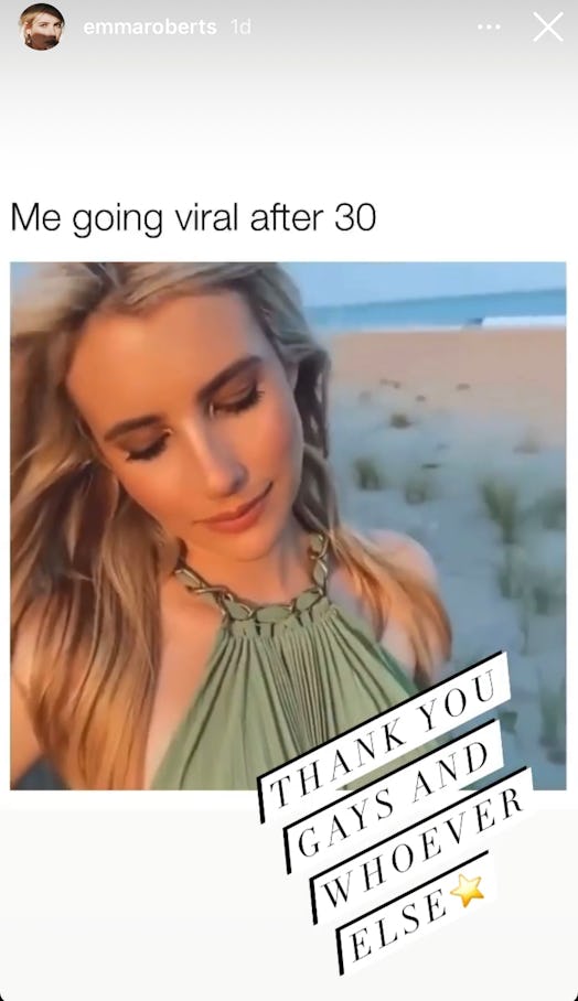 Emma Roberts shared an Instagram story in reaction to viral meme.