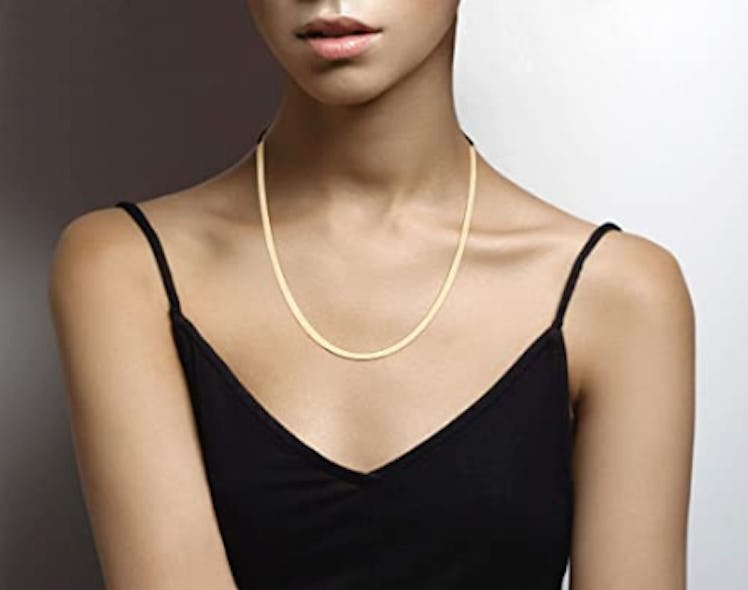 Miabella 18K Gold Over Sterling Silver Flat Herringbone Chain