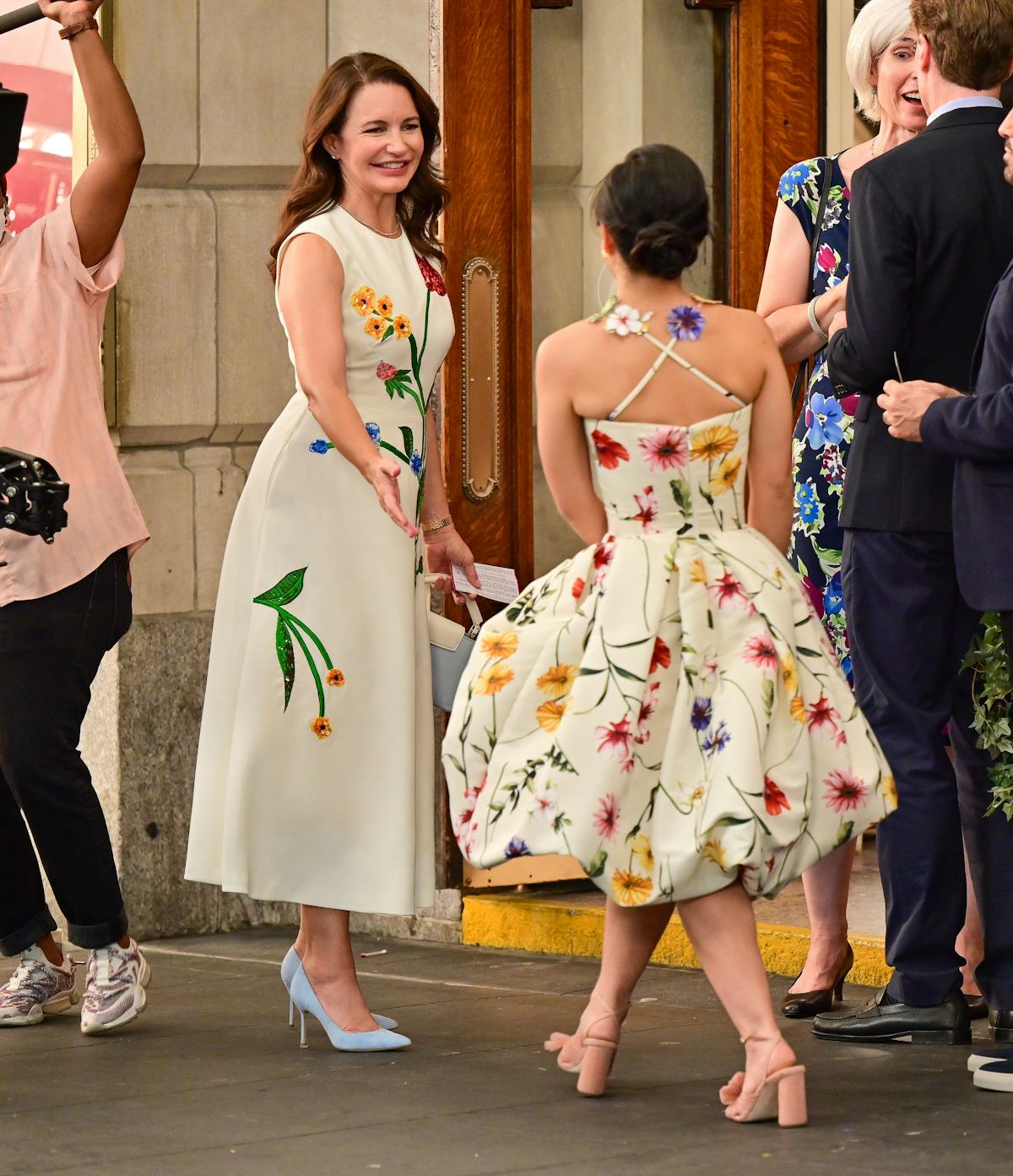 Kristin David and Cathy Ang wearing florals