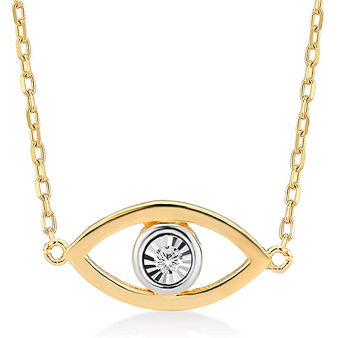 GELIN Solid Gold And Diamond Evil Eye Pendant Necklace