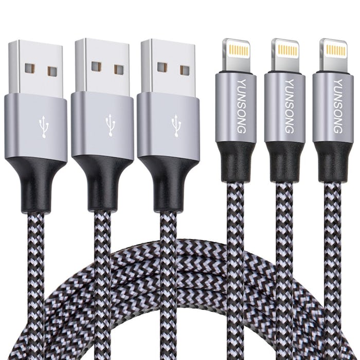 YUNSONG Braided Lightning Phone Charger (3-Pack)