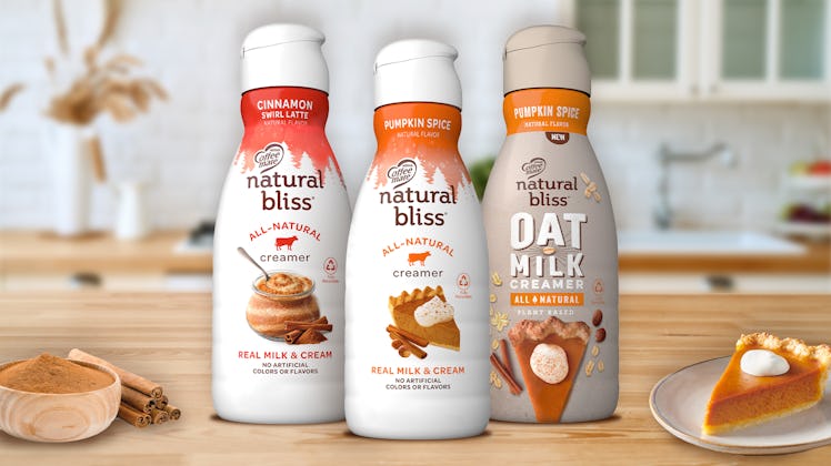 Natural Bliss' new Pumpkin Spice Oat Milk Creamer is perfect for fall.