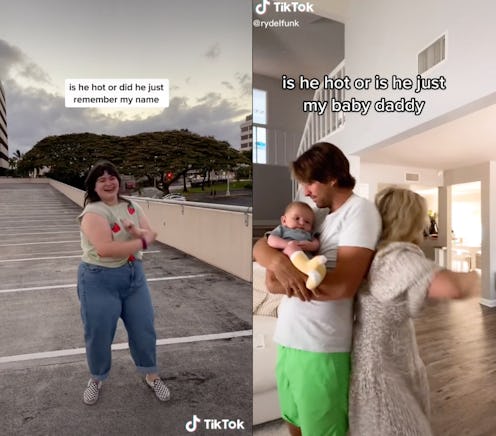 TikTok is he hot or viral trend shows couples complimenting each other and dancing.