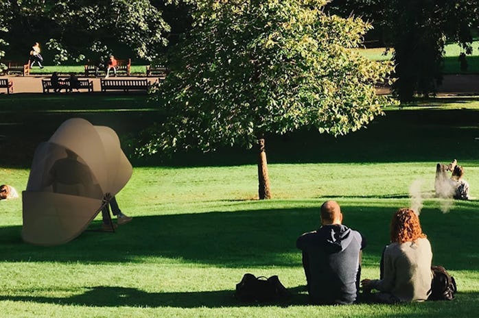 Designer Matan Rechter made a concept of a portable outdoor workstation that provides both shade and...