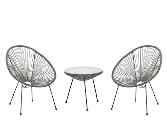 Garden Rattan Chair Set - Dark Grey