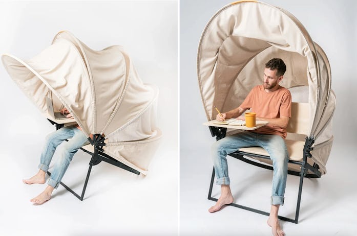Designer Matan Rechter made a concept of a portable outdoor workstation that provides both shade and...