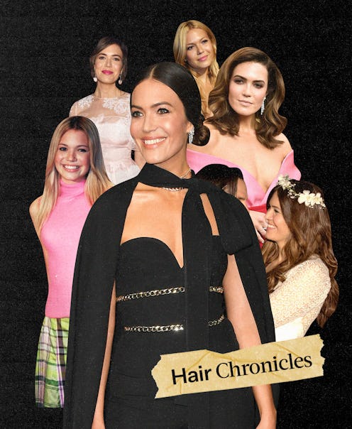 A collage of Mandy Moores most memorable hairstyles throughout the years