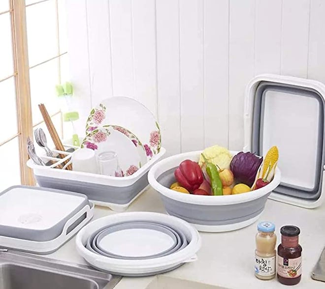 Ahyuan Collapsible Dish Drying Rack and Drainboard Set