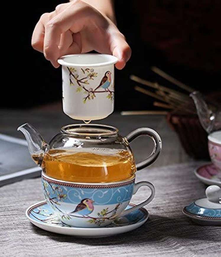 Jusalpha Fine China Glass Teapot Set (4 Pieces)