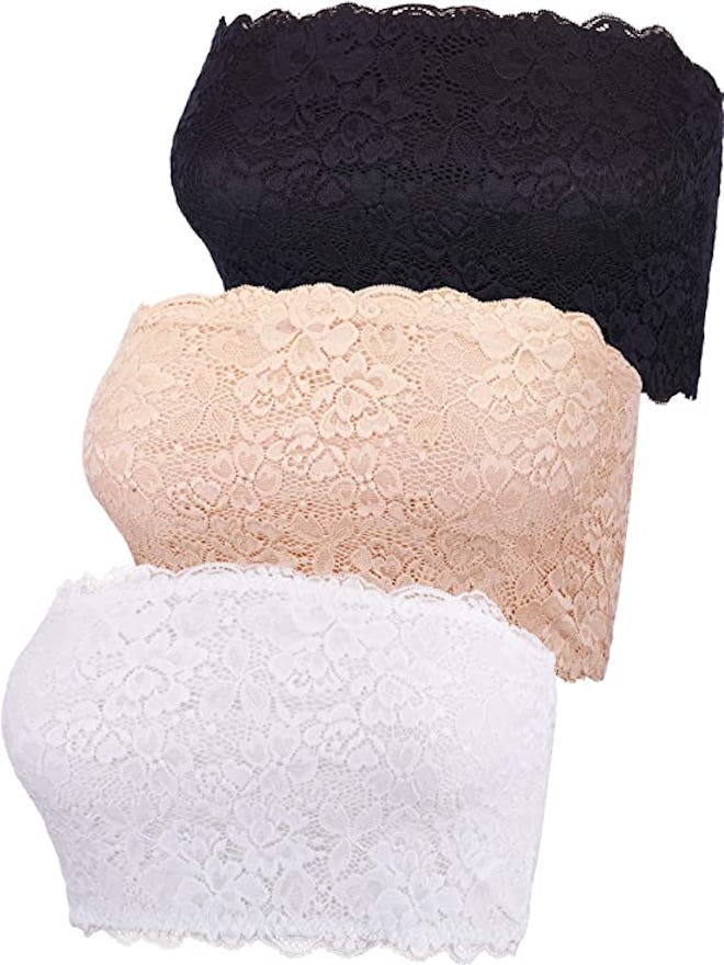 Boao Floral Lace Tube Top Bra (3-Pack)