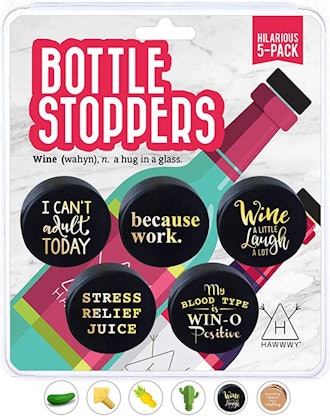 Hawwwy Funny Wine Stoppers (5-Pack)