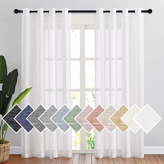 NICETOWN White Linen Curtains