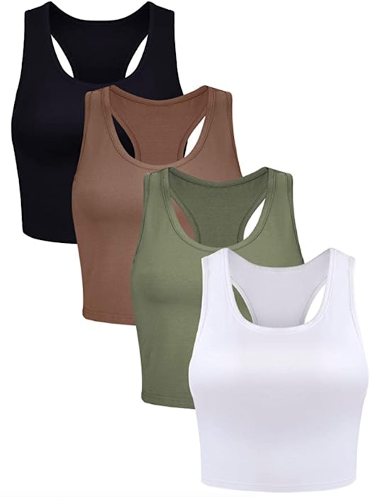 Boao Basic Crop Tank Tops (4-Pieces)