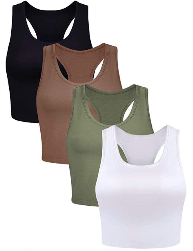 Boao Basic Crop Tank Tops (4-Pieces)