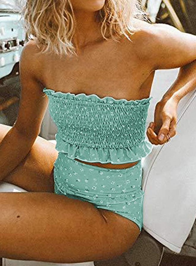 Aleumdr Bandeau High Waisted Two Piece Swimsuit