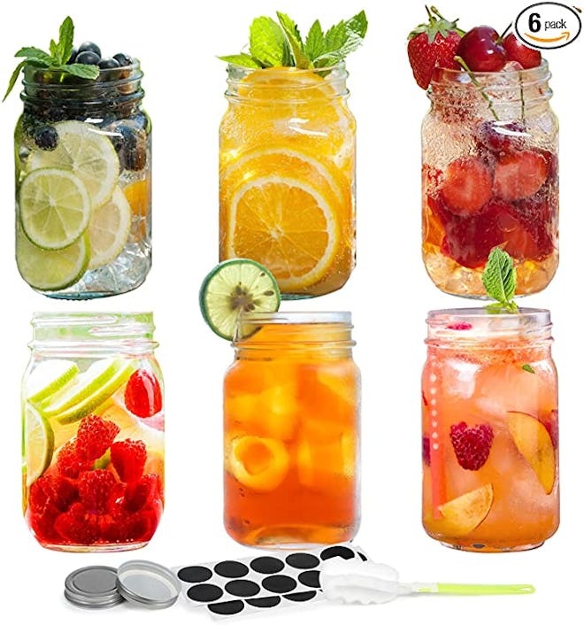 Fixwal Mason Jars with Lids (6-Pack)