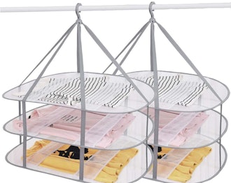 SNOMEL 3-Tier Folding Clothes Drying Rack (2-Pack)