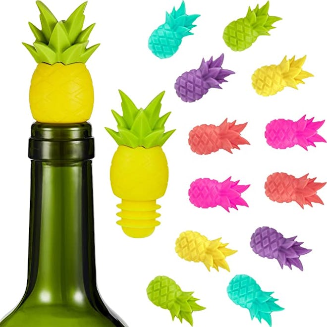 Blulu Pineapple Silicone Bottle Stopper (14-Pack)