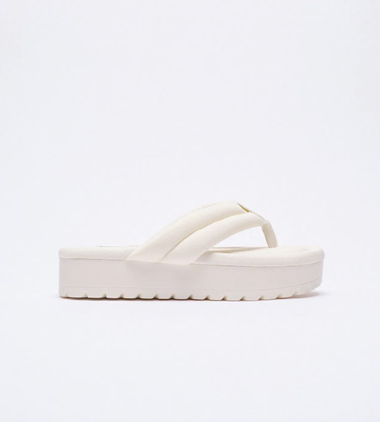 Zara Quilted Platform Sandal white 