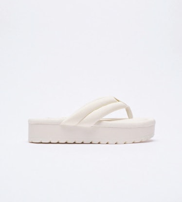 Zara Quilted Platform Sandal white 