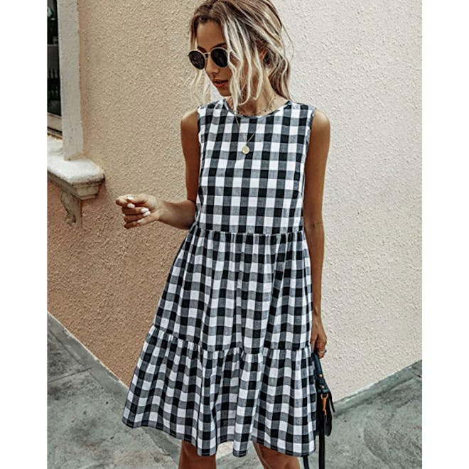 ECOWISH Plaid Sleeveless Sundress