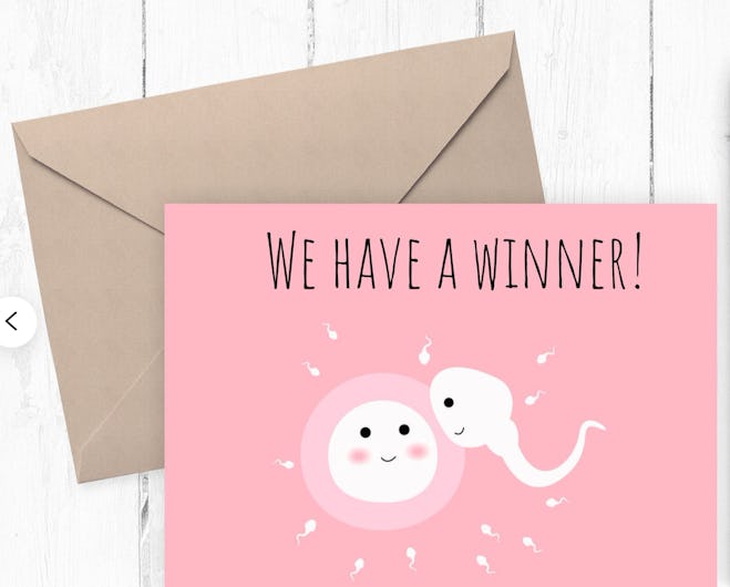 We Have A Winner sperm pregnancy announcement Downloadable Card 