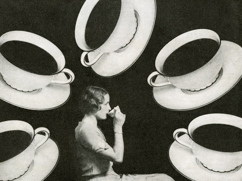 woman drinking coffee