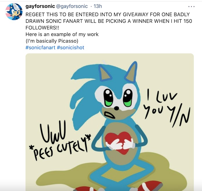 GETTR Sonic the Hedgehog porn post
