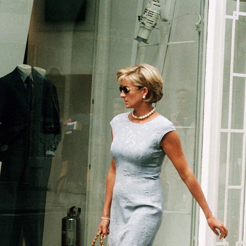 Diana, Princess of Wales shopping on Bond Street, London in 1997. 