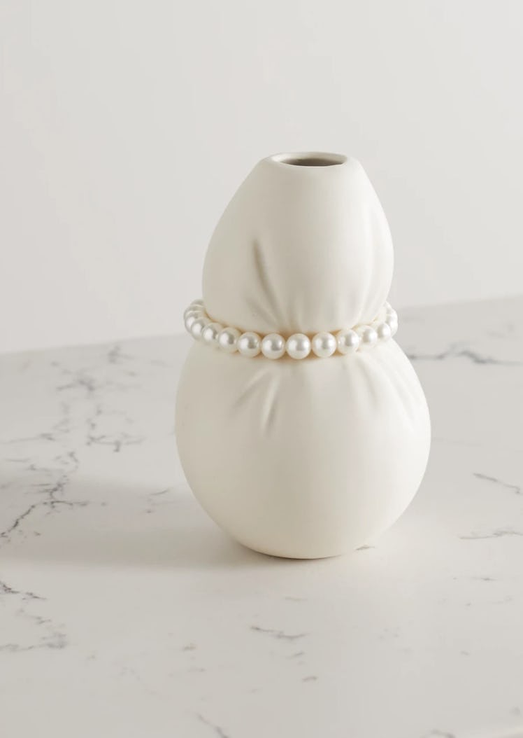 Ceramic and Faux Pearl Vase