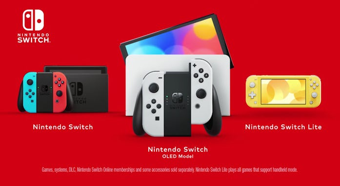 three Nintendo Switch consoles sitting side by side 