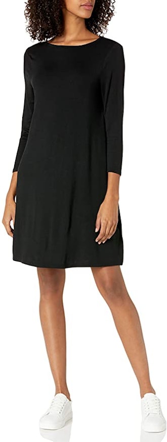 Amazon Essentials Women's 3/4 Sleeve Boatneck Swing Dress