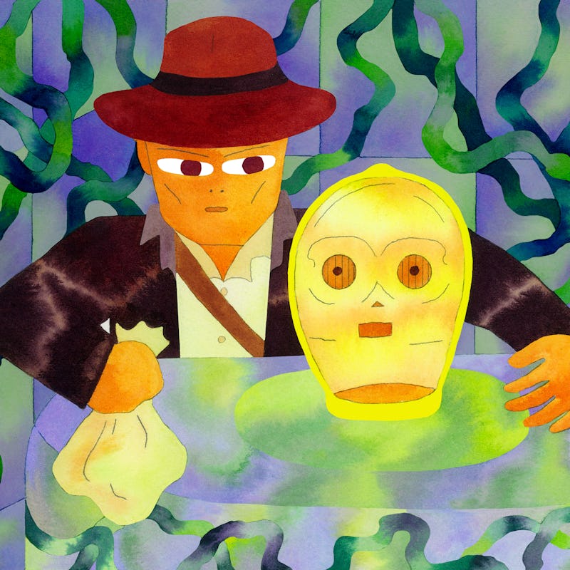 custom art of indiana jones and c3po
