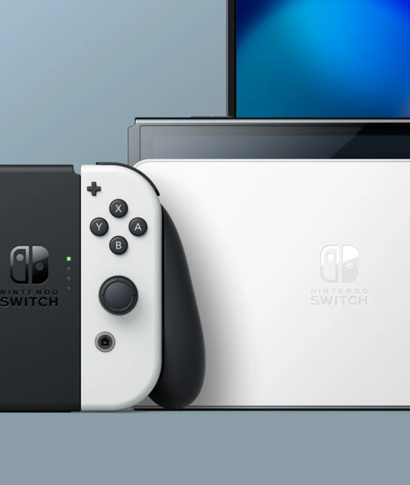 A picture of Nintendo's new OLED Switch model. Gaming. Games. Console gaming. Video games.