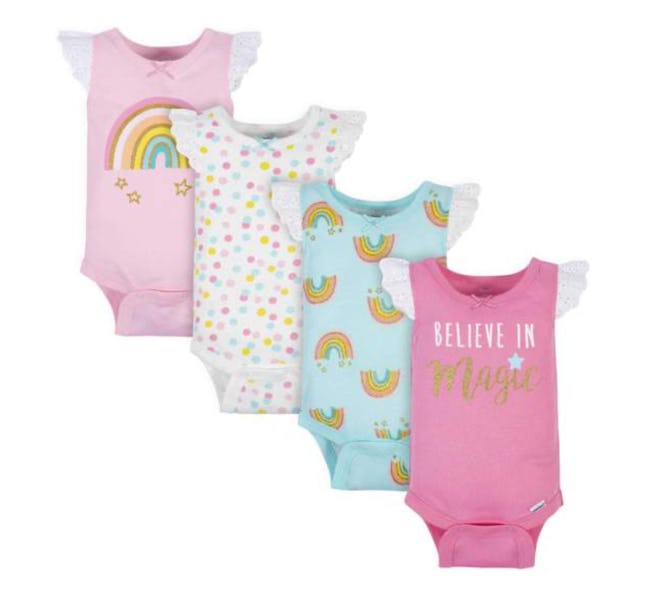 Gerber® 4-Pack Baby Girls Rainbow Sleeveless Onesies Bodysuits