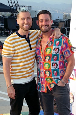 Lance Bass of NSYNC and Michael Turchin attend "Bingo Under The Stars" in celebration of Pride, host...
