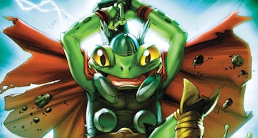 Throg wielding Mjolnir in Marvel Comics