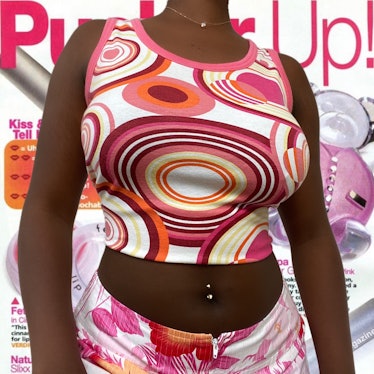 @janettojo Y2K Pink Abstract Swirl Print Tank Top