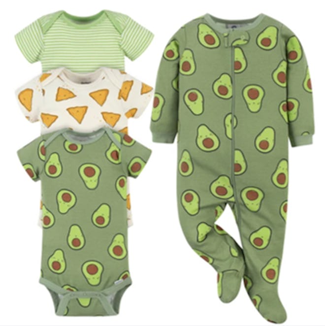 4-Piece Baby Green Avocados Onesies® Brand Bodysuit & Sleep 'N Play Set