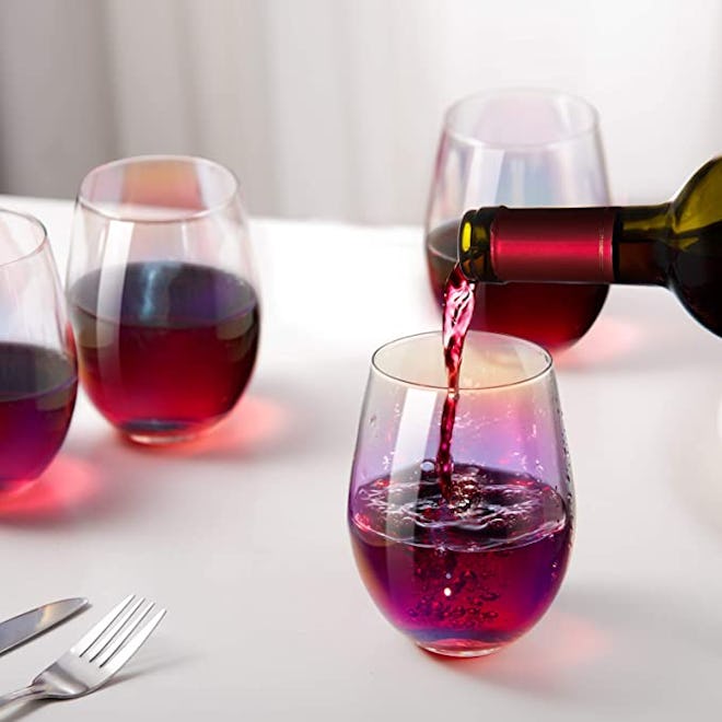 CEEFU Rainbow Wine Glasses (Set of 4)