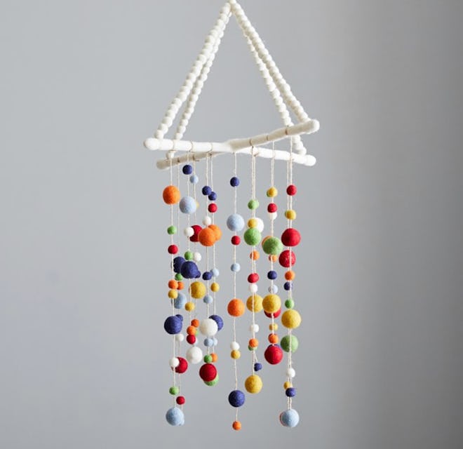 Primary Pom Pom Felted Ceiling Mobile