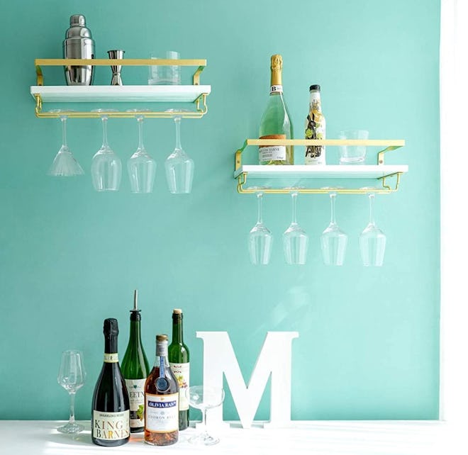Mkono Wall Mounted Wine Shelves (Set of 2)