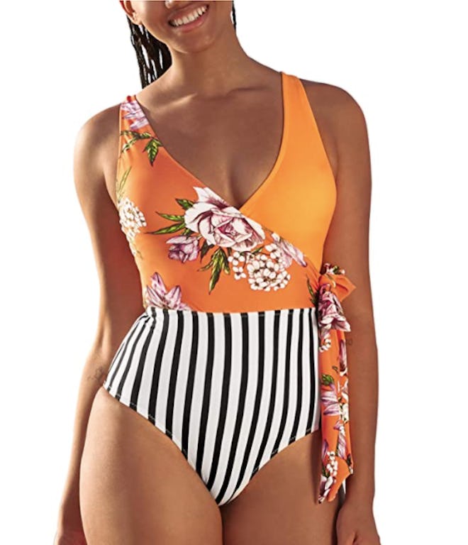 CUPSHE Color Block Tie Side Bathing Suit