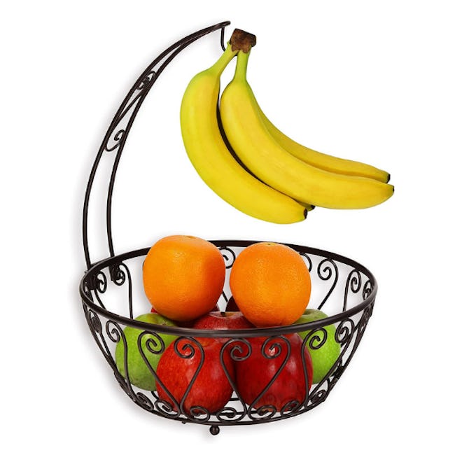 Simple Houseware Fruit Basket Bowl with Banana Tree Hanger